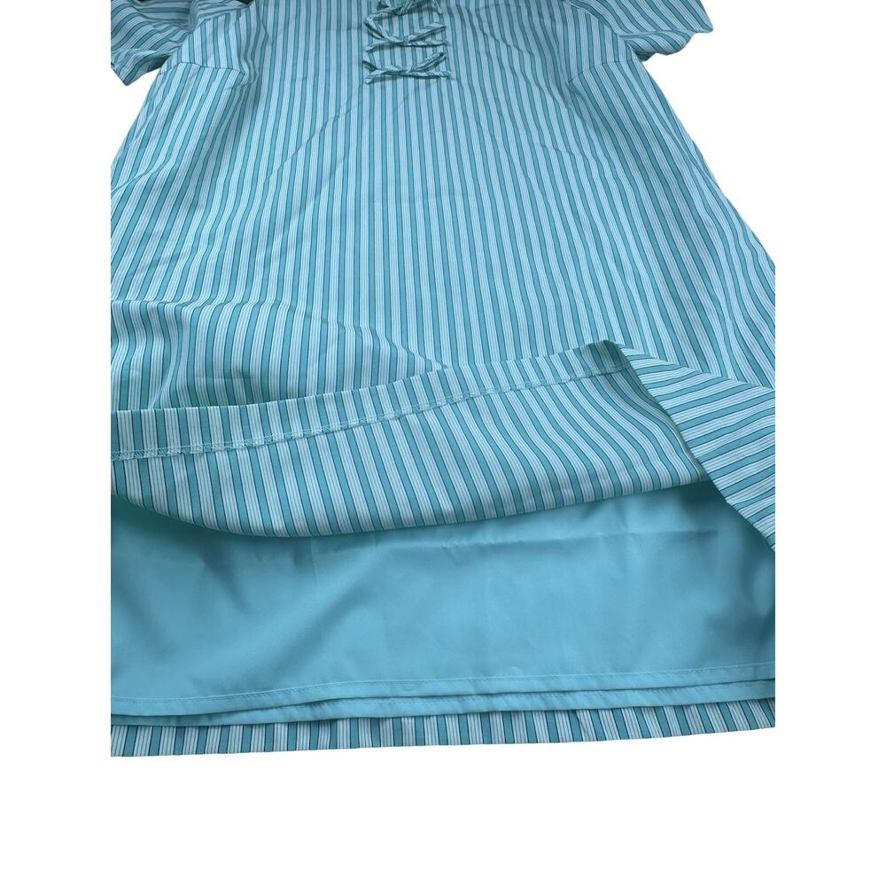 Abbey Glass NWT Turquoise Striped Puff Sleeve Shift Dress Women 2XL Bow Detail - Picture 5 of 12